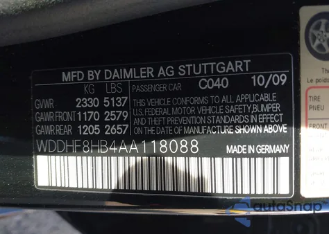 2010 Mercedes-Benz E 350 4Matic from USA, damaged, VIN WDDHF8HB4AA118088